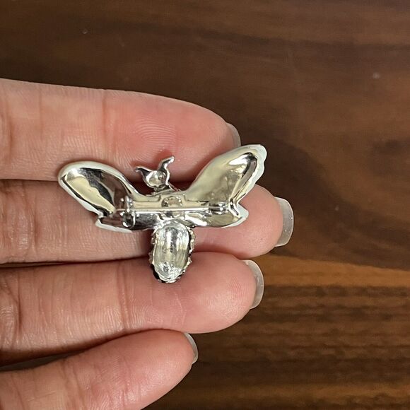 Vintage Retro Teal Enamel Fly Bee Insect Rhinestone Pin Brooch Lot‎ Of 2 - Picture 3 of 5